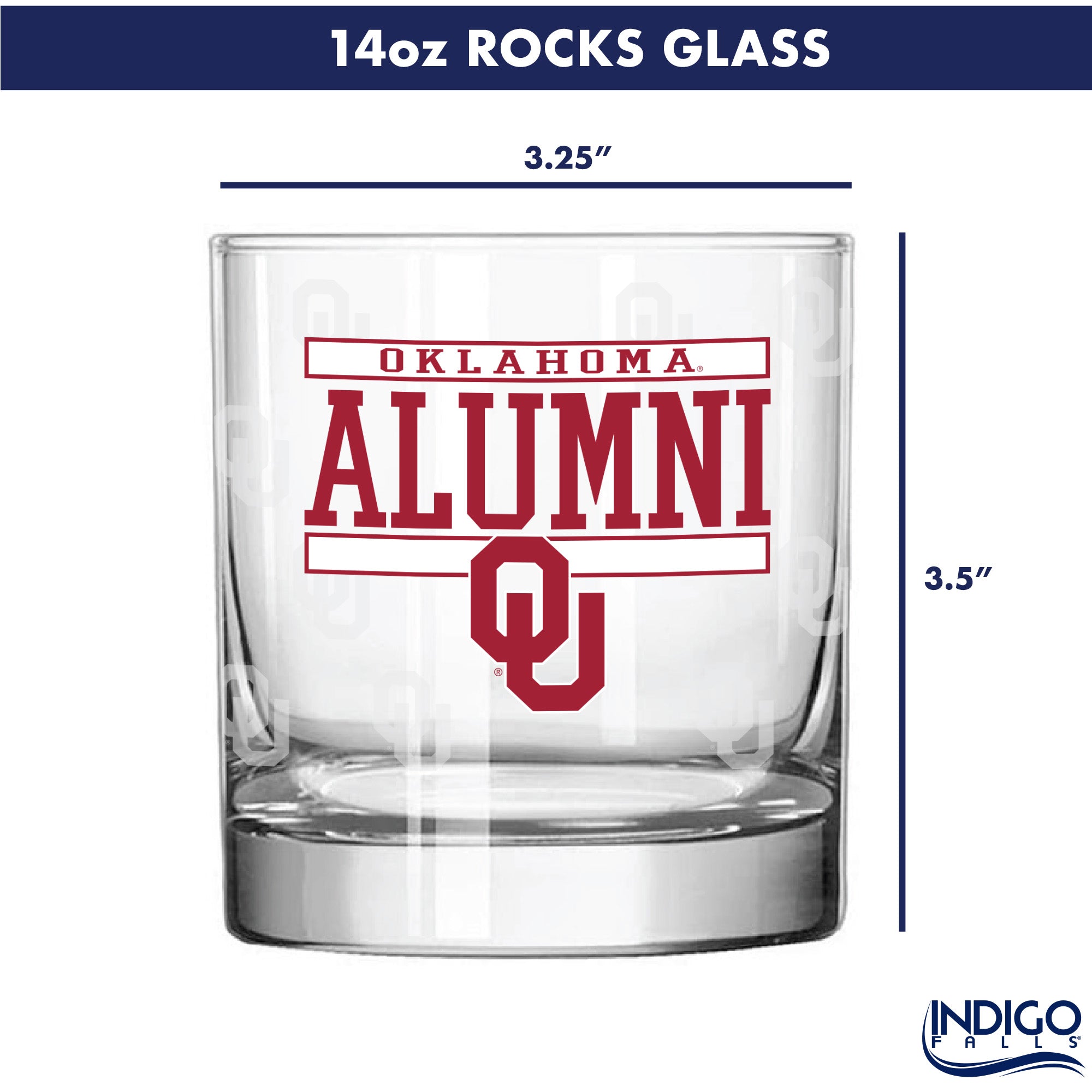 Set of 2 Oklahoma Sooners 14oz Alumni Rocks Glasses
