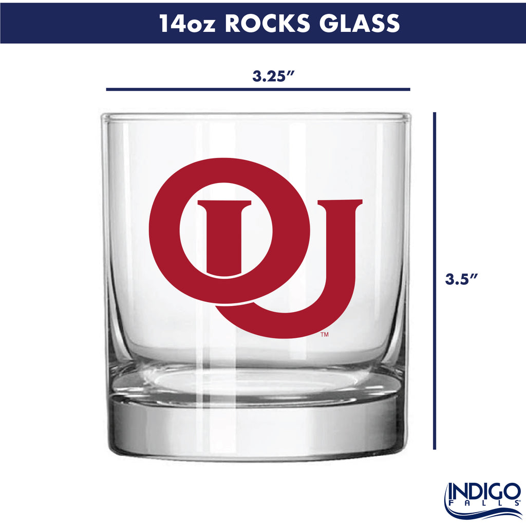 Set of 2 Oklahoma Sooners College Vault Sketch 14oz Rocks Glasses