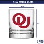 Set of 2 Oklahoma Sooners College Vault Sketch 14oz Rocks Glasses