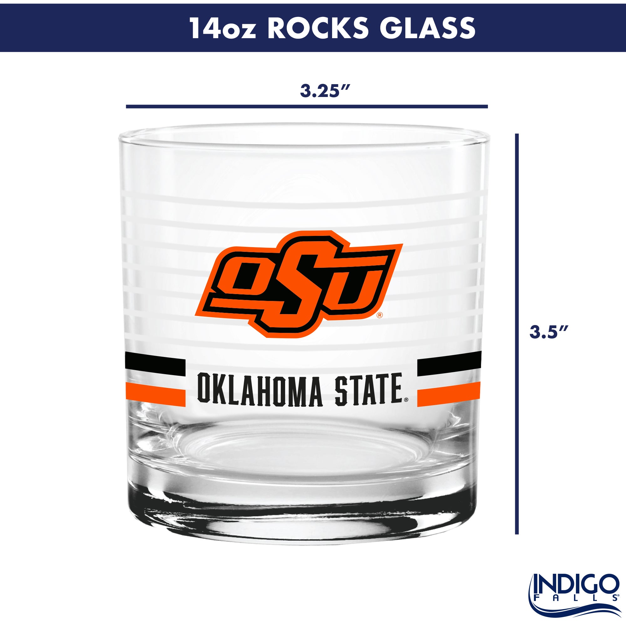 Set of 2 Oklahoma State Cowboys 14oz Ring Rocks Glasses
