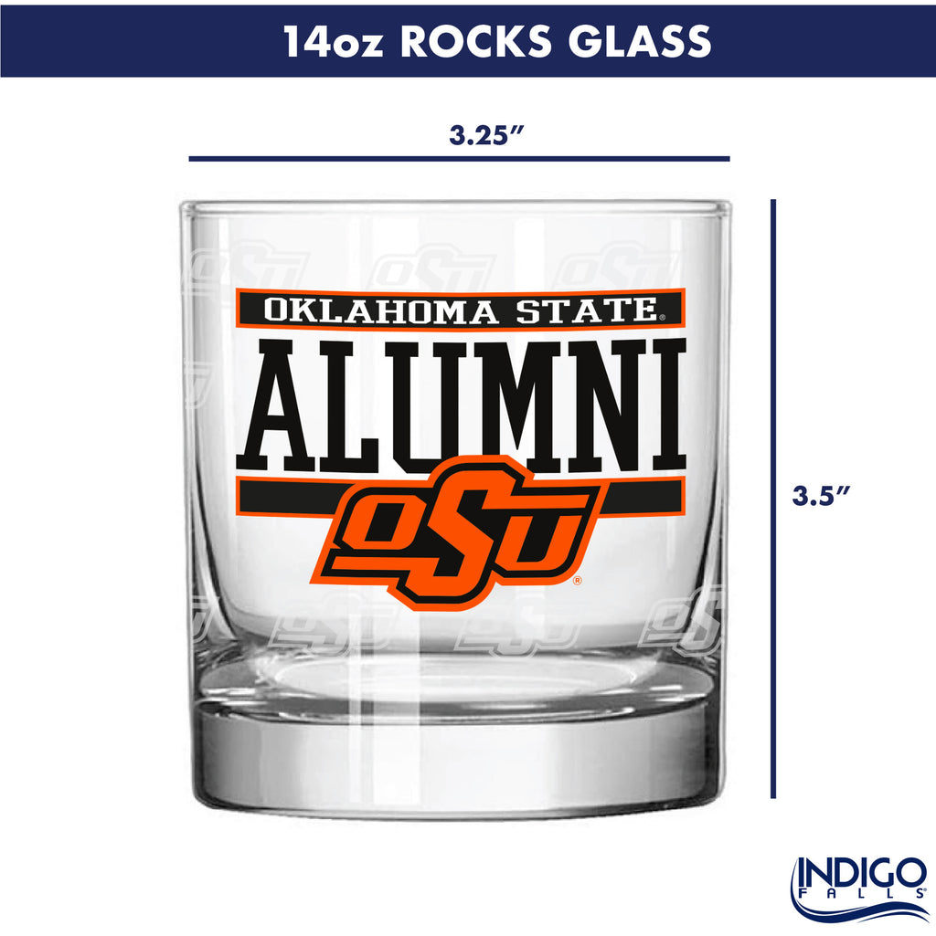 Set of 2 Oklahoma State Cowboys 14oz Alumni Rocks Glasses