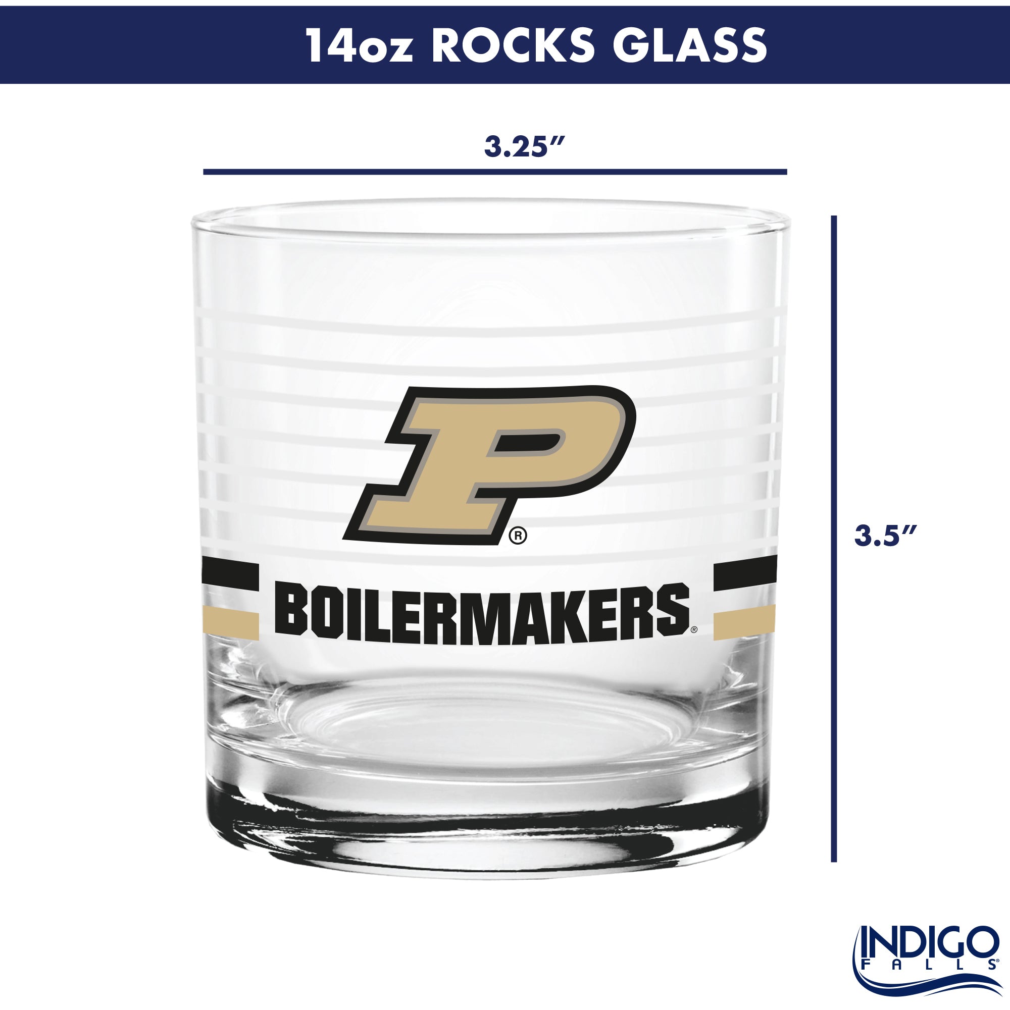 Set of 2 Purdue Boilermakers 14oz Ring Rocks Glasses