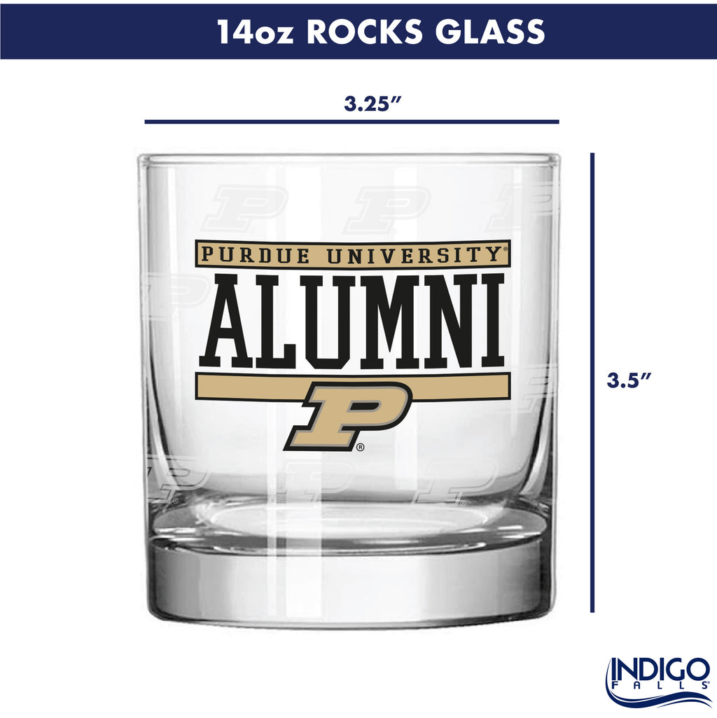 Set of 2 Purdue Boilermakers 14oz Alumni Rocks Glasses