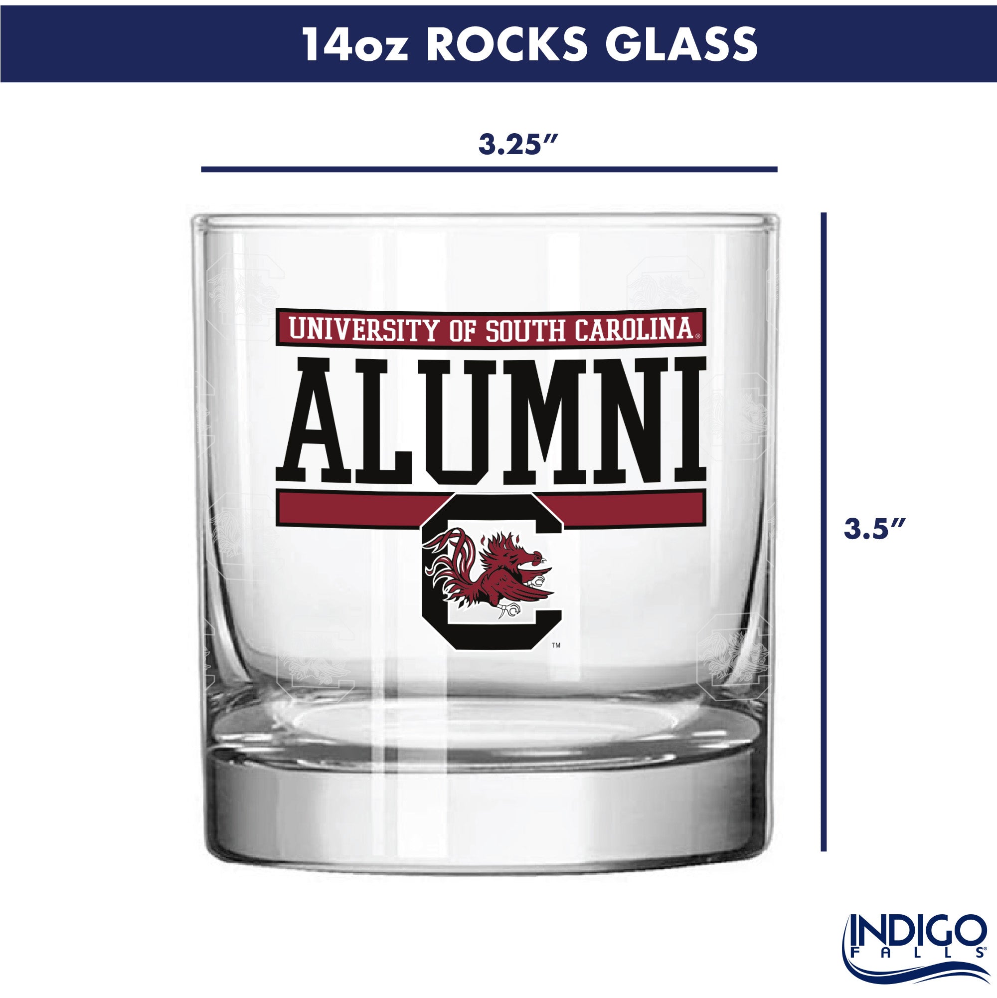 Set of 2 South Carolina Gamecocks 14oz Alumni Rocks Glasses