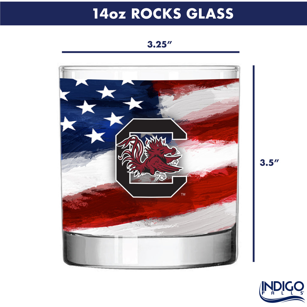 Set of 2 South Carolina Gamecocks 14oz Americana Rocks Glasses