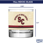 South Carolina Gamecocks Set of 2 College Vault Tan Retro 14oz Rocks Glasses