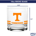 Set of 2 Tennessee Volunteers 14oz Ring Rocks Glasses