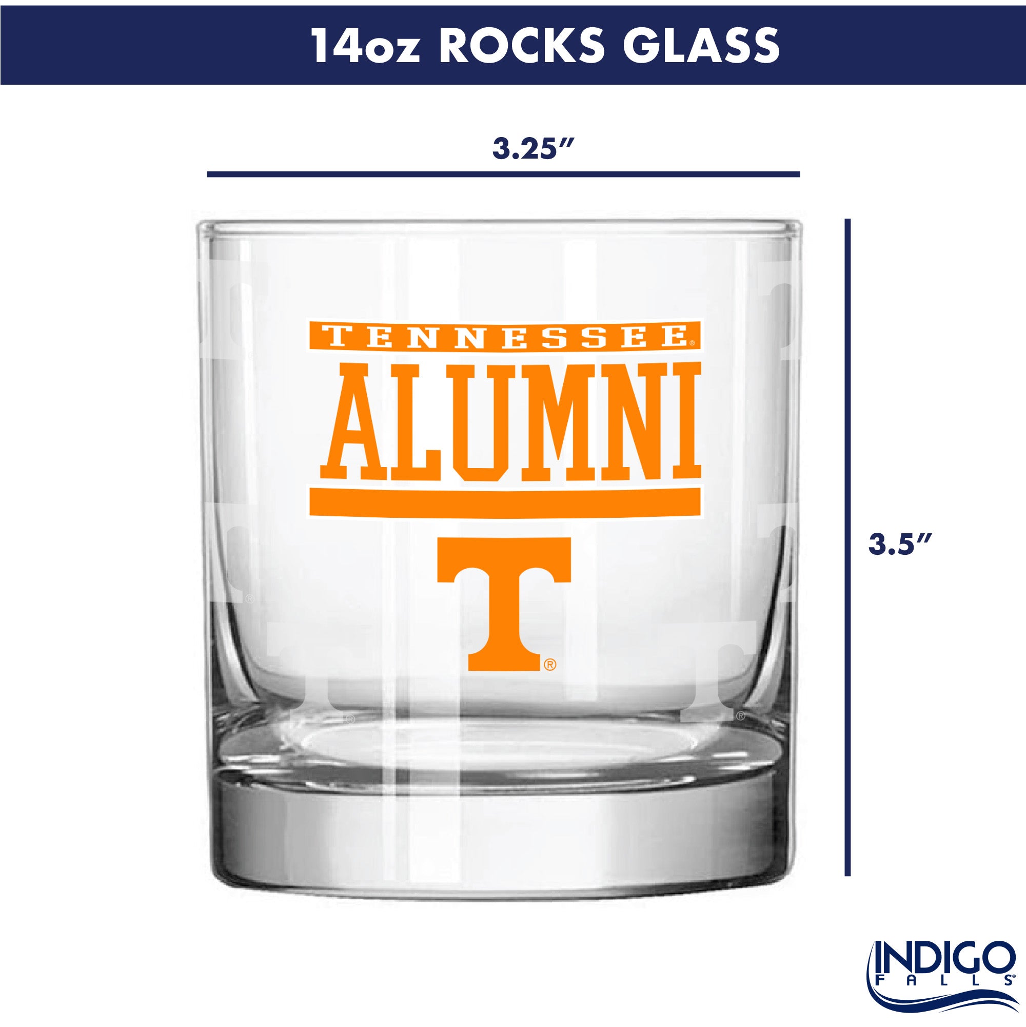Set of 2 Tennessee Volunteers 14oz Alumni Rocks Glasses