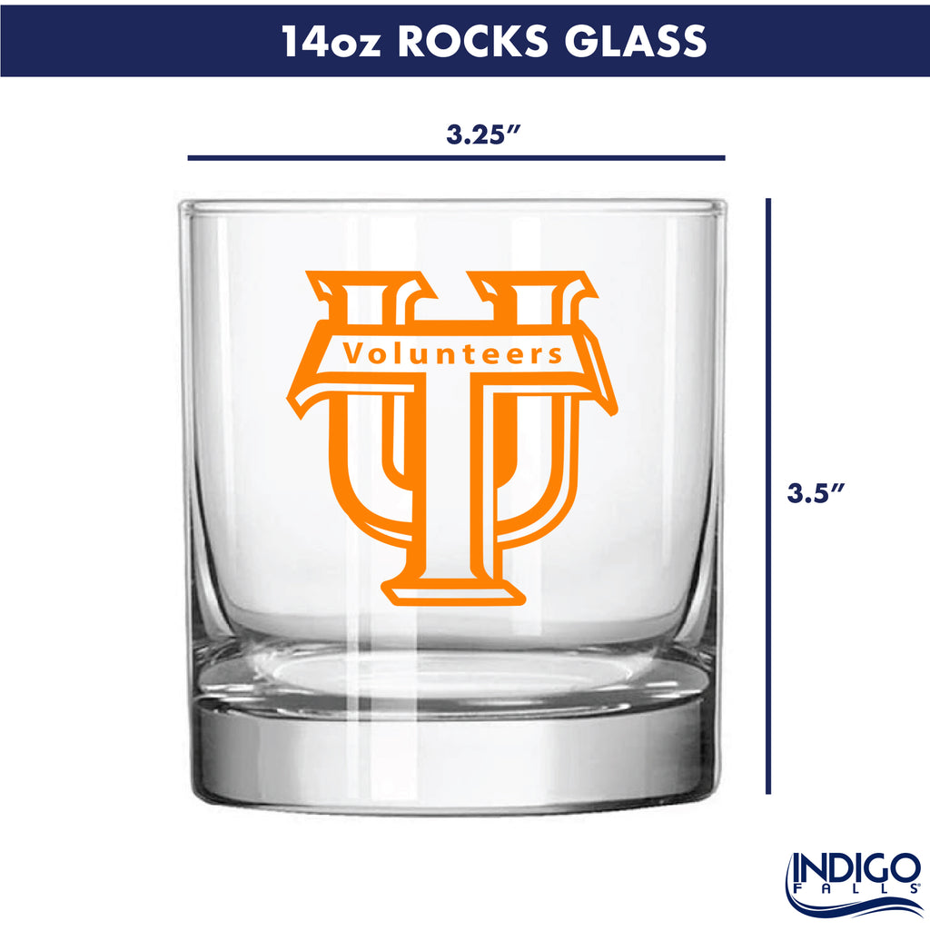 Set of 2 Tennessee Volunteers College Vault Sketch 14oz Rocks Glasses