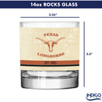 Texas Longhorns Set of 2 College Vault Tan Retro 14oz Rocks Glasses
