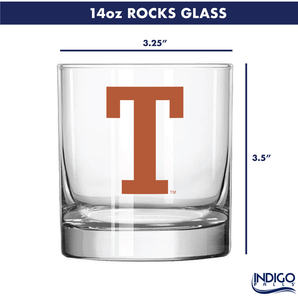 Set of 2 Texas Longhorns College Vault Sketch 14oz Rocks Glasses