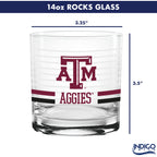 Set of 2 Texas A&M Aggies 14oz Ring Rocks Glasses