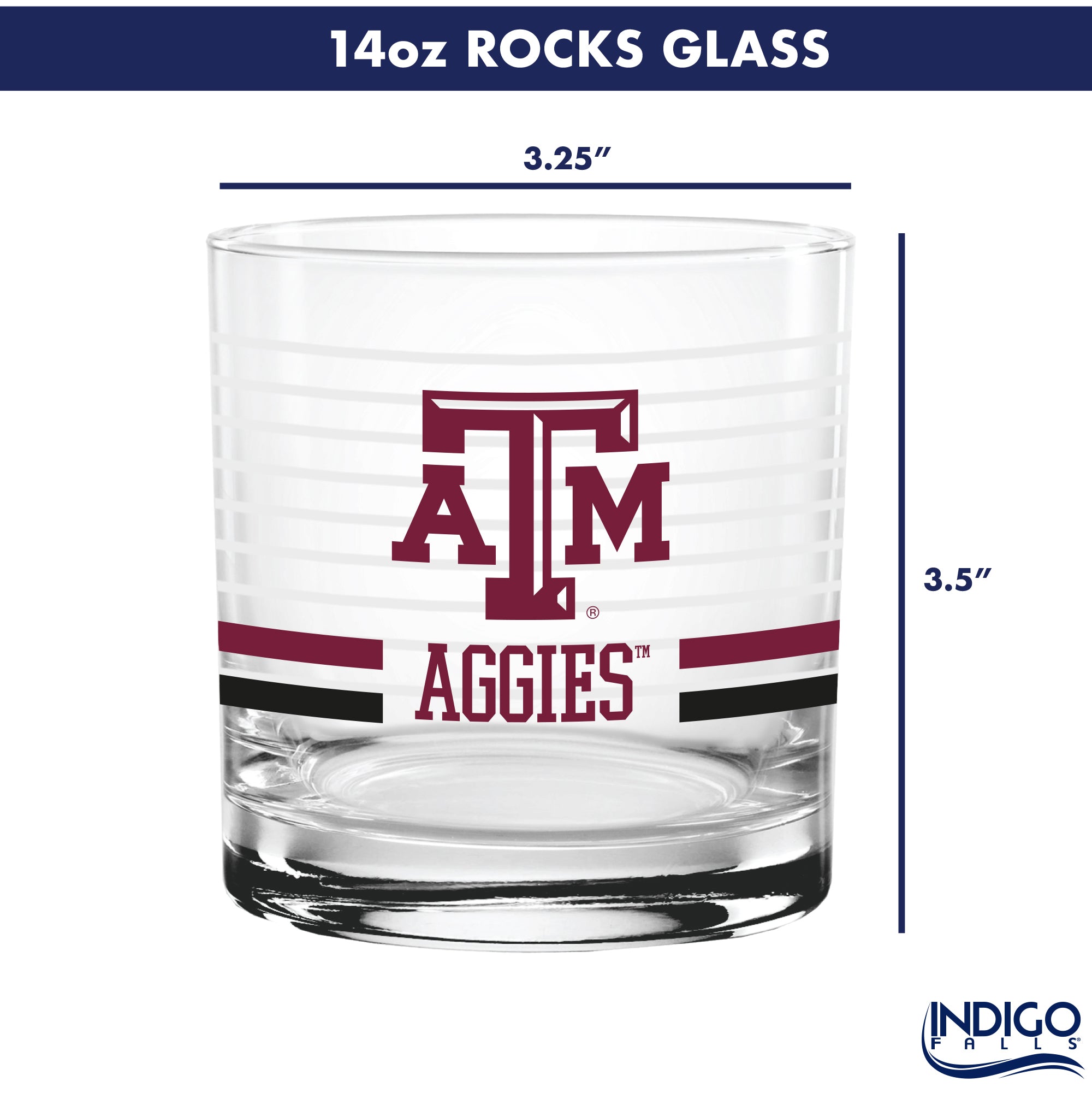 Set of 2 Texas A&M Aggies 14oz Ring Rocks Glasses