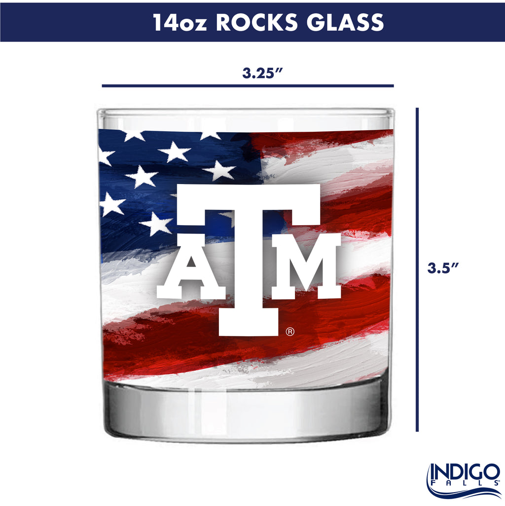 Set of 2 Texas A&M Aggies 14oz Americana Rocks Glasses