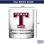 Set of 2 Texas A&M Aggies College Vault Sketch 14oz Rocks Glasses