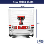 Set of 2 Texas Tech Red Raiders 14oz Ring Rocks Glasses