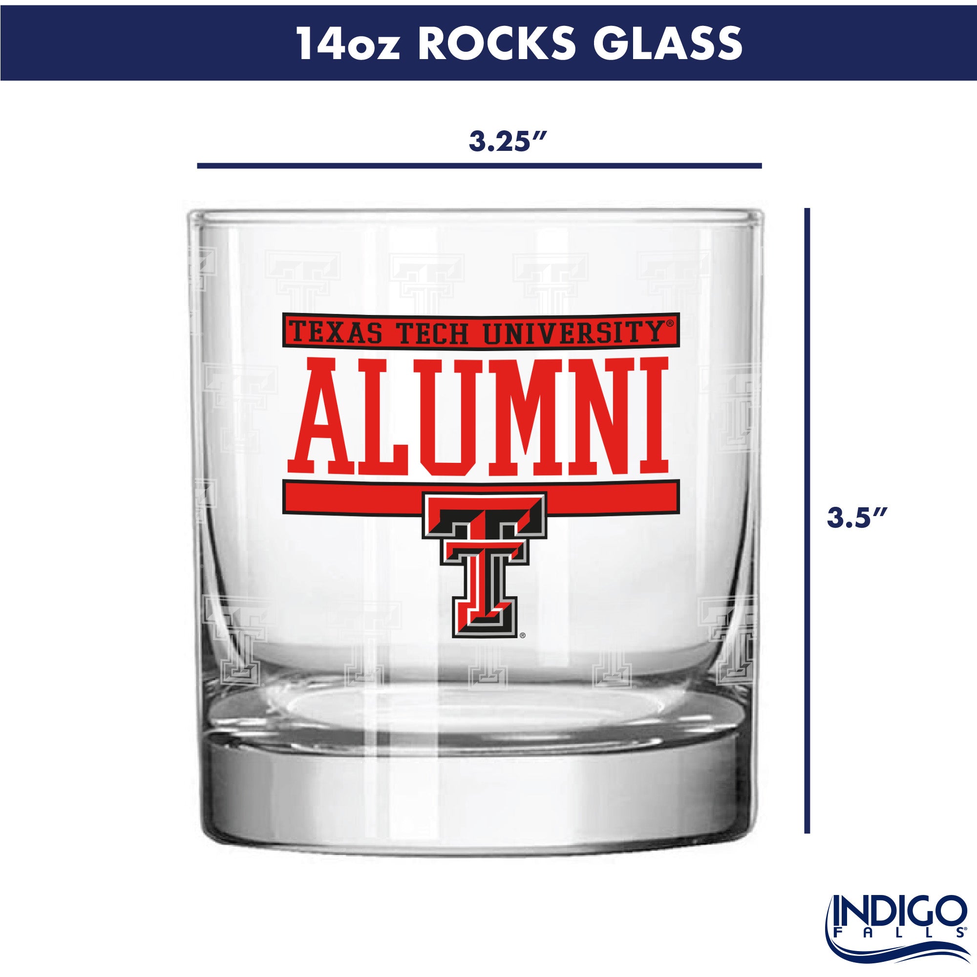 Set of 2 Texas Tech Red Raiders 14oz Alumni Rocks Glasses