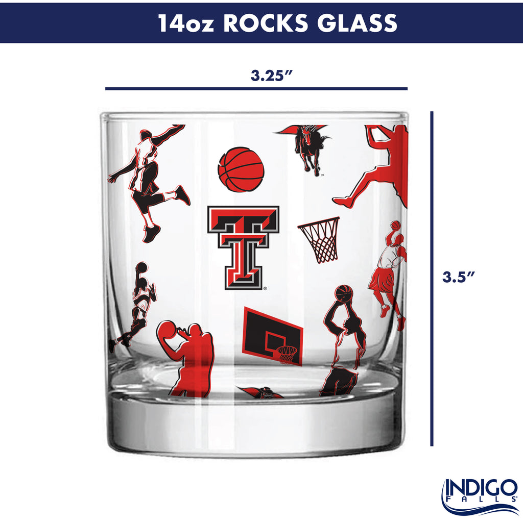 Set of 2 Texas Tech Red Raiders Sketch 14oz Rocks Glasses