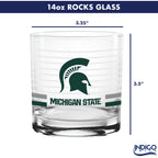 Set of 2 Michigan State Spartans 14oz Ring Rocks Glasses