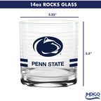 Set of 2 Penn State Nittany Lions 14oz Ring Rocks Glasses