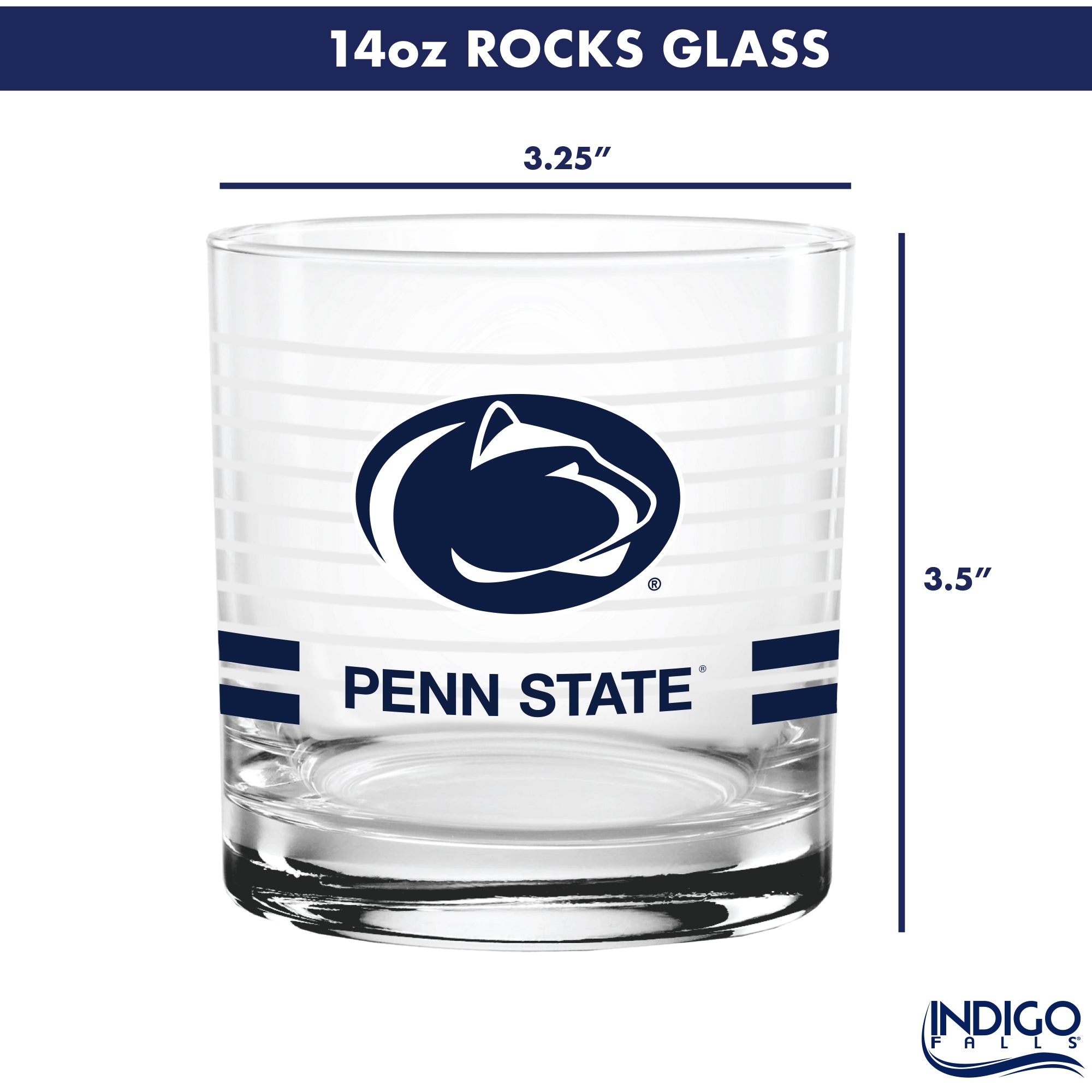 Set of 2 Penn State Nittany Lions 14oz Ring Rocks Glasses