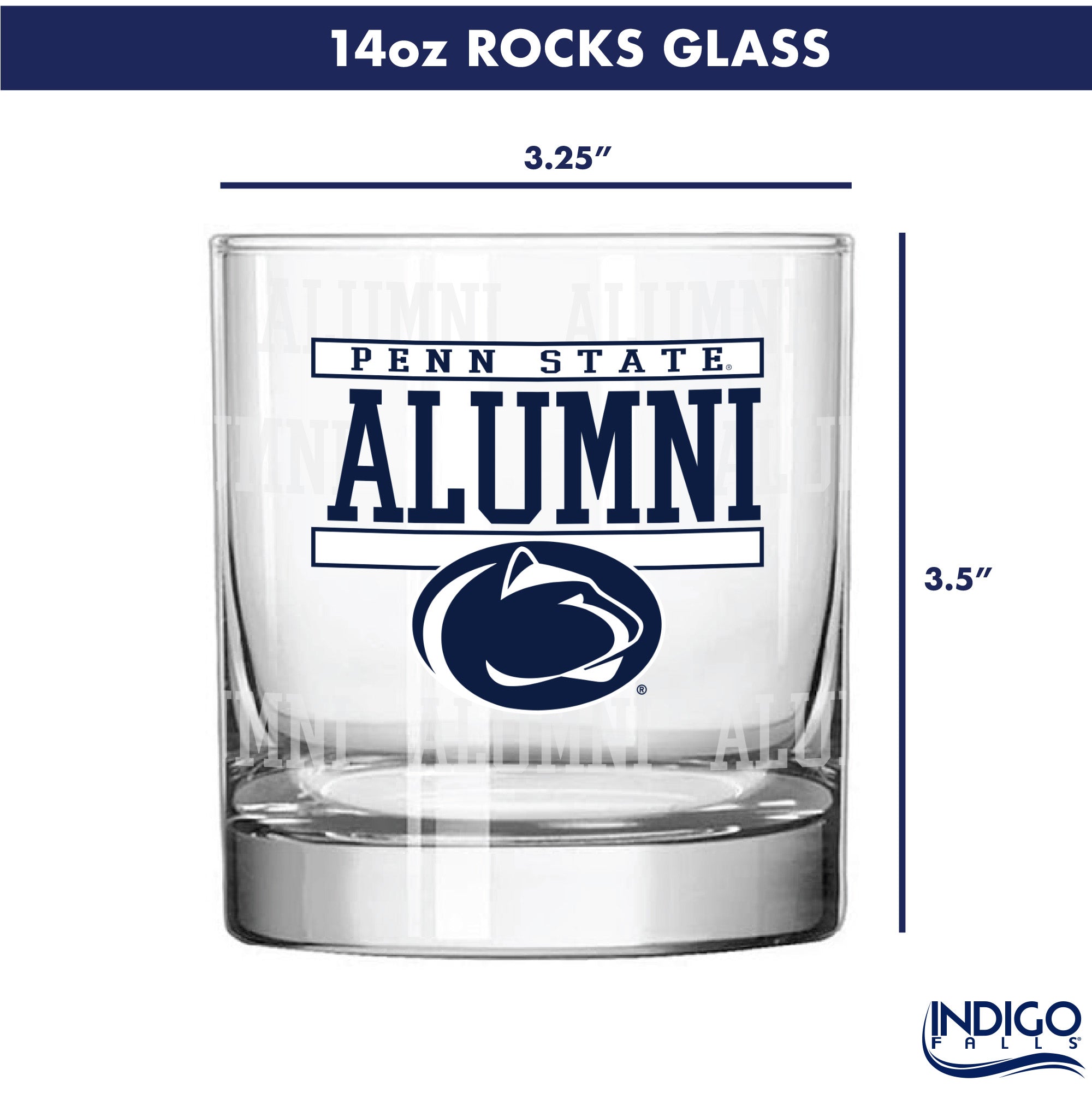 Set of 2 Penn State Nittany Lions 14oz Alumni Rocks Glasses
