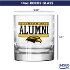 Set of 2 Southern Miss Golden Eagles 14oz XD Alumni Rocks Glasses