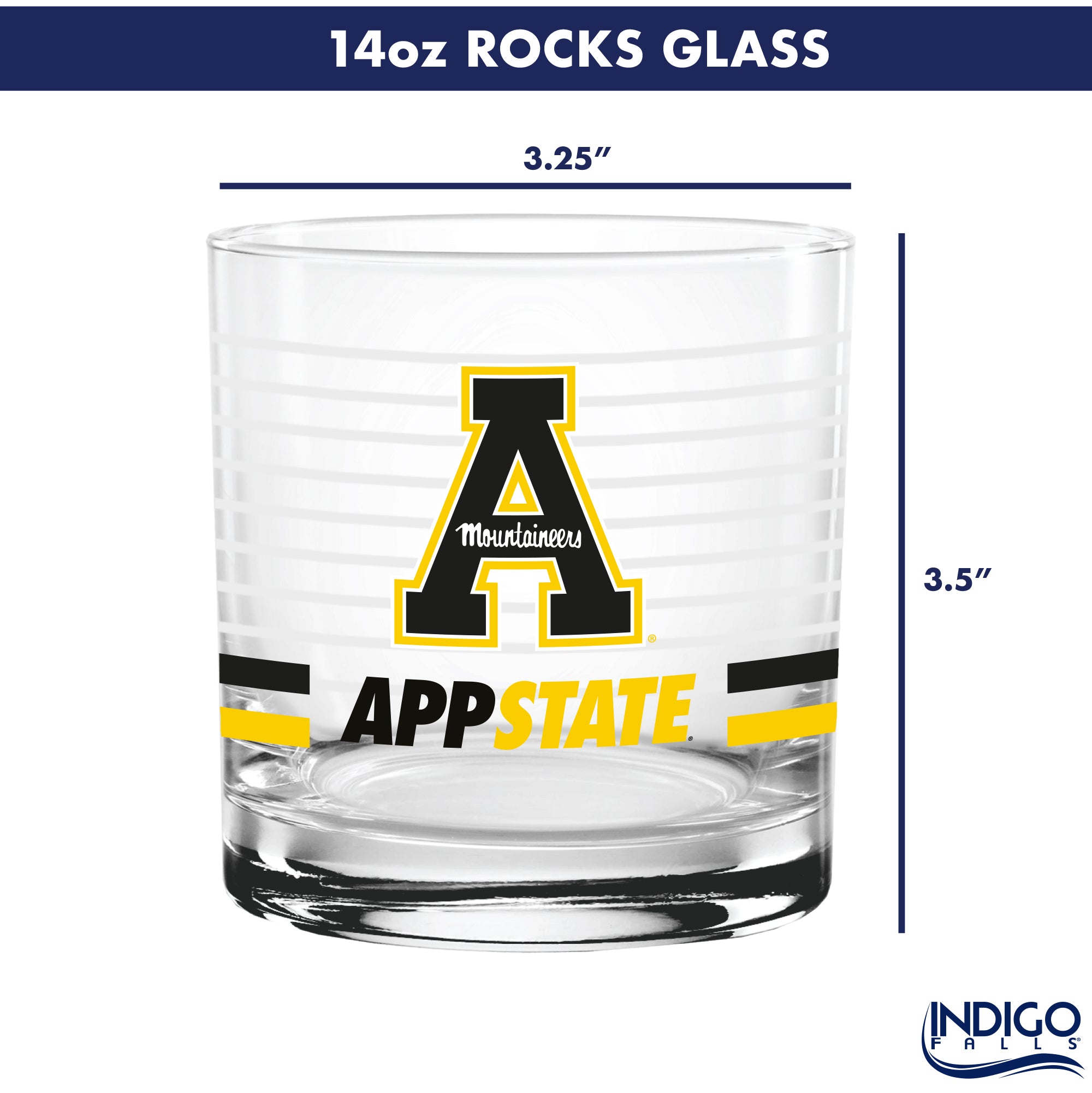 Set of 2 App State Mountaineers 14oz Ring Rocks Glasses