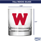 Set of 2 Wisconsin Badgers College Vault Sketch 14oz Rocks Glasses