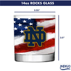 Set of 2 Notre Dame Fighting Irish 14oz Americana Rocks Glasses