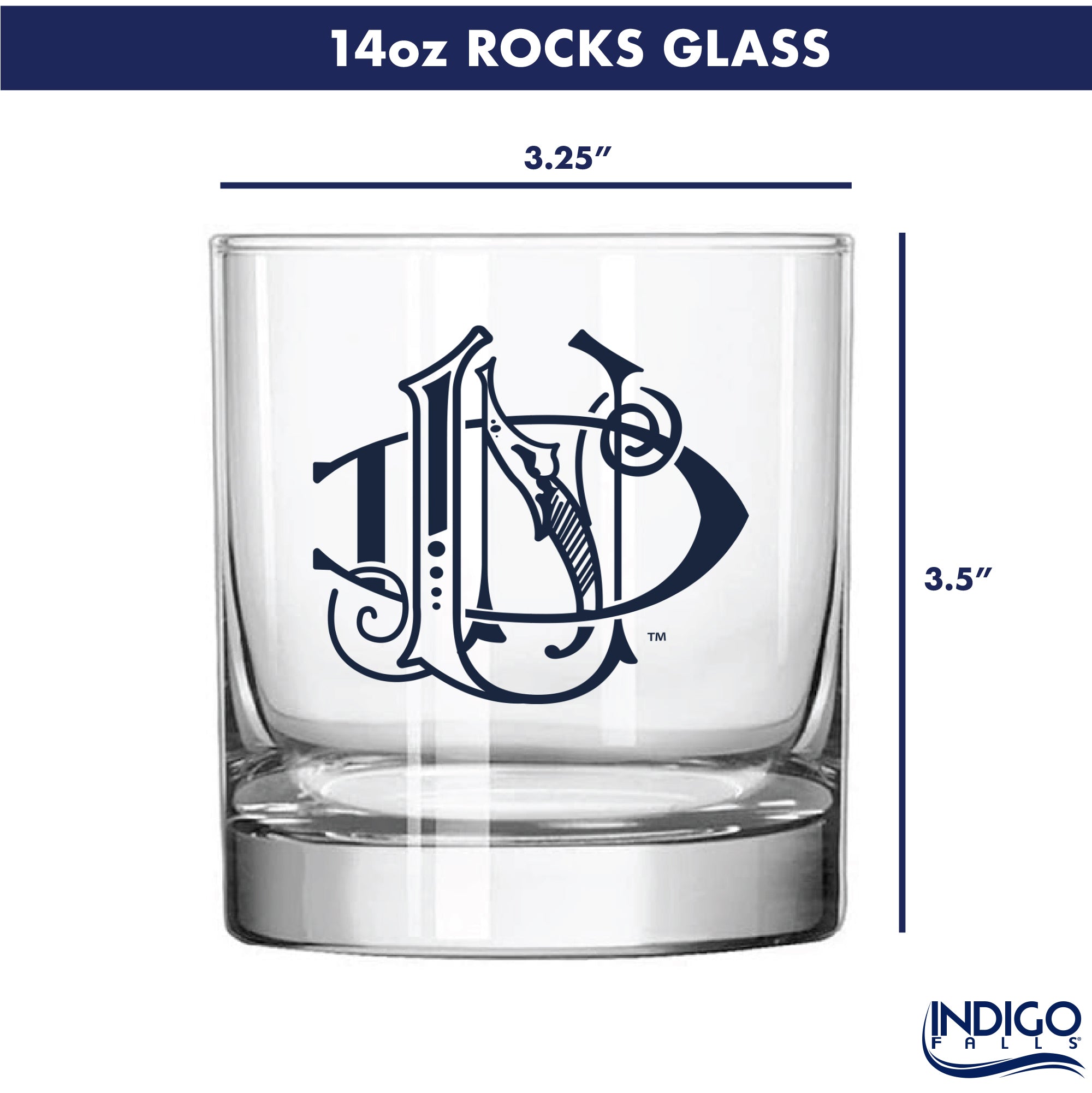 Set of 2 Notre Dame Fighting Irish College Vault Sketch 14oz Rocks Glasses