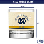 Notre Dame Fighting Irish Set of 2 College Vault Tan Retro 14oz Rocks Glasses