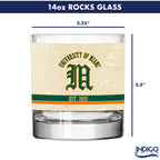 Miami Hurricanes Set of 2 College Vault Tan Retro 14oz Rocks Glasses