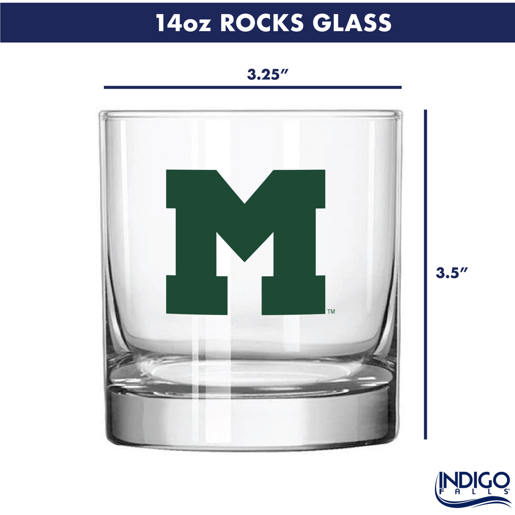 Set of 2 Miami Hurricanes College Vault Sketch 14oz Rocks Glasses
