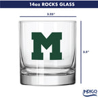 Set of 2 Miami Hurricanes College Vault Sketch 14oz Rocks Glasses