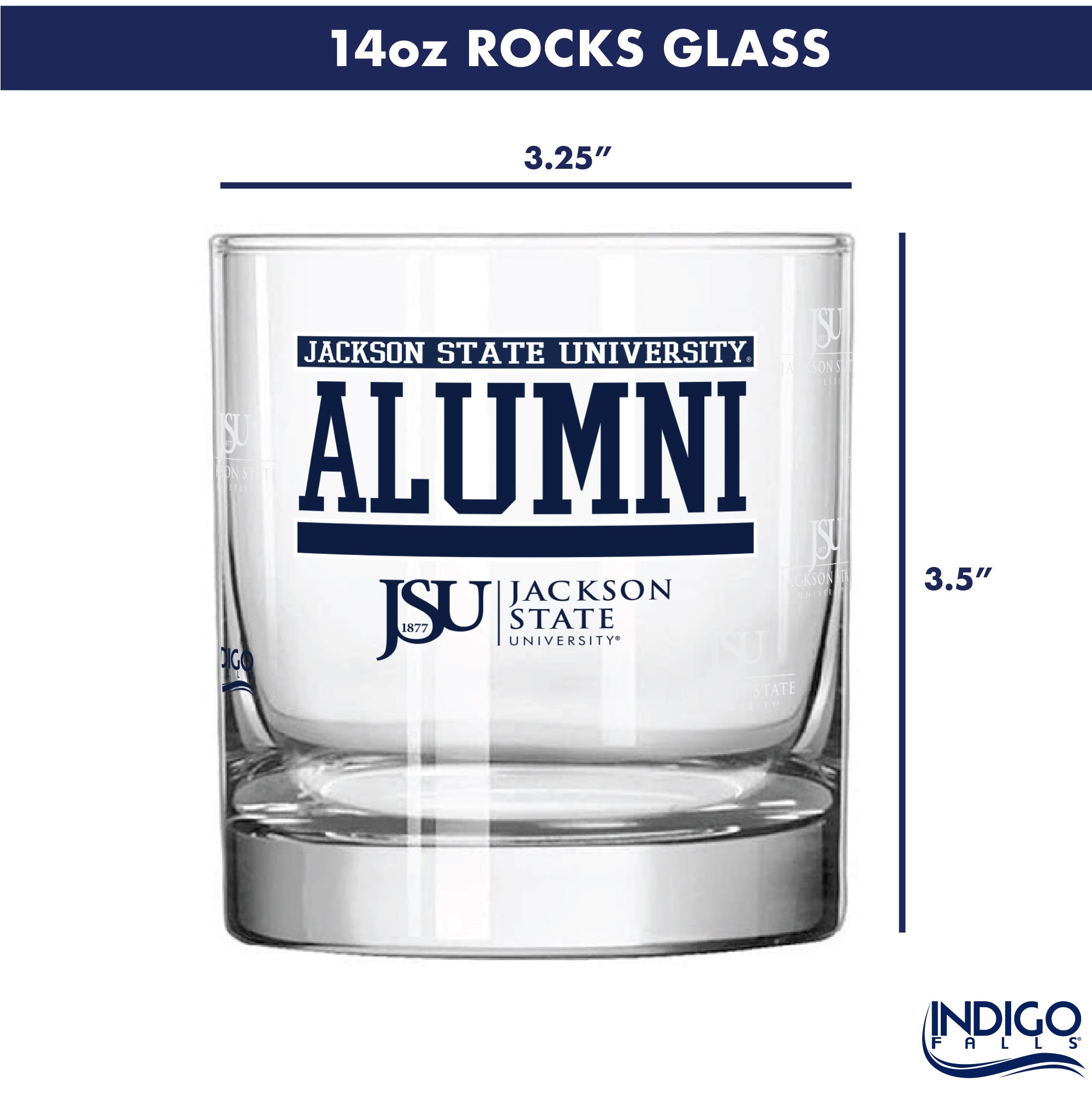 Set of 2 Jackson State Tigers 14oz XD Alumni Rocks Glasses