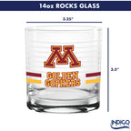 Set of 2 Minnesota Golden Gophers 14oz Ring Rocks Glasses