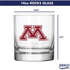 Set of 2 Minnesota Golden Gophers College Vault Sketch 14oz Rocks Glasses