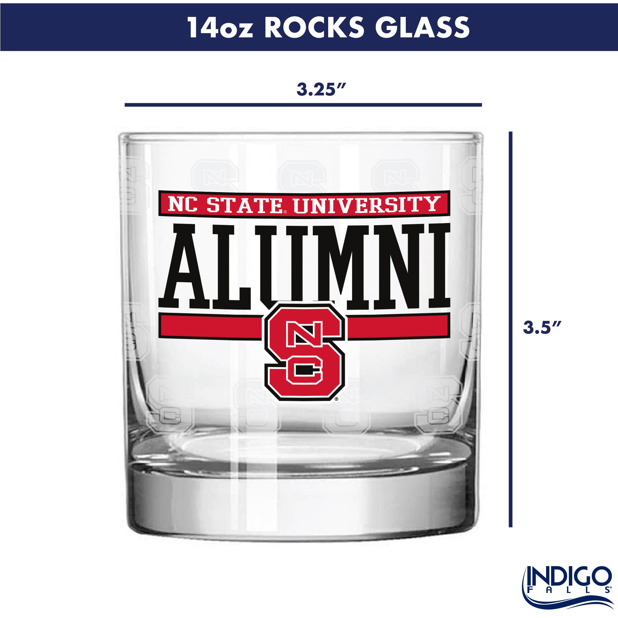 Set of 2 NC State Wolfpack 14oz Alumni Rocks Glasses