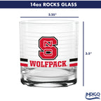 Set of 2 NC State Wolfpack 14oz Ring Rocks Glasses