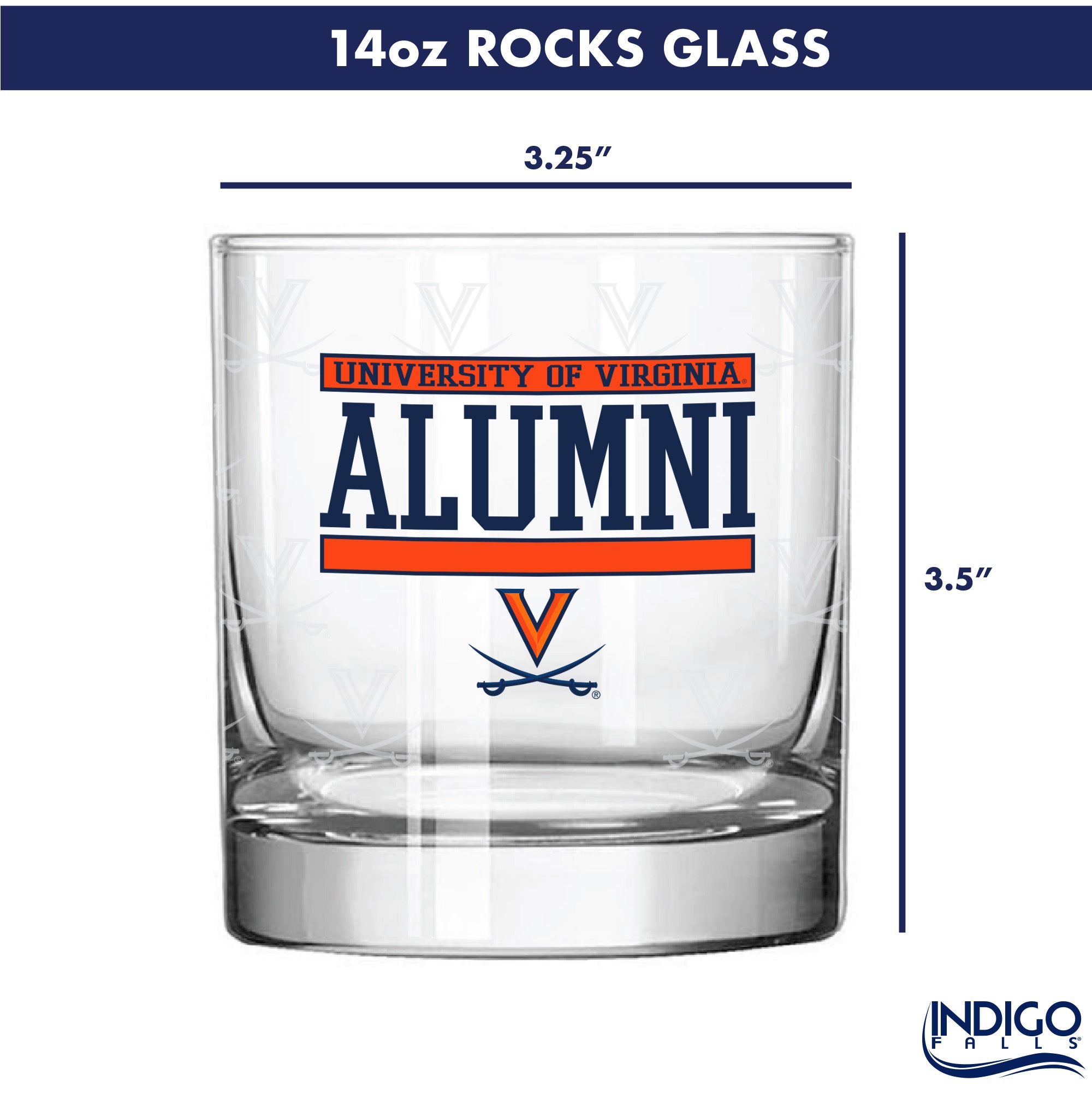 Set of 2 Virginia Cavaliers 14oz Alumni Rocks Glasses