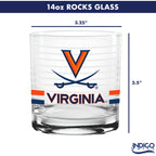 Set of 2 Virginia Cavaliers 14oz Ring Rocks Glasses