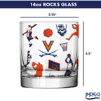Set of 2 Virginia Cavaliers Sketch 14oz Rocks Glasses