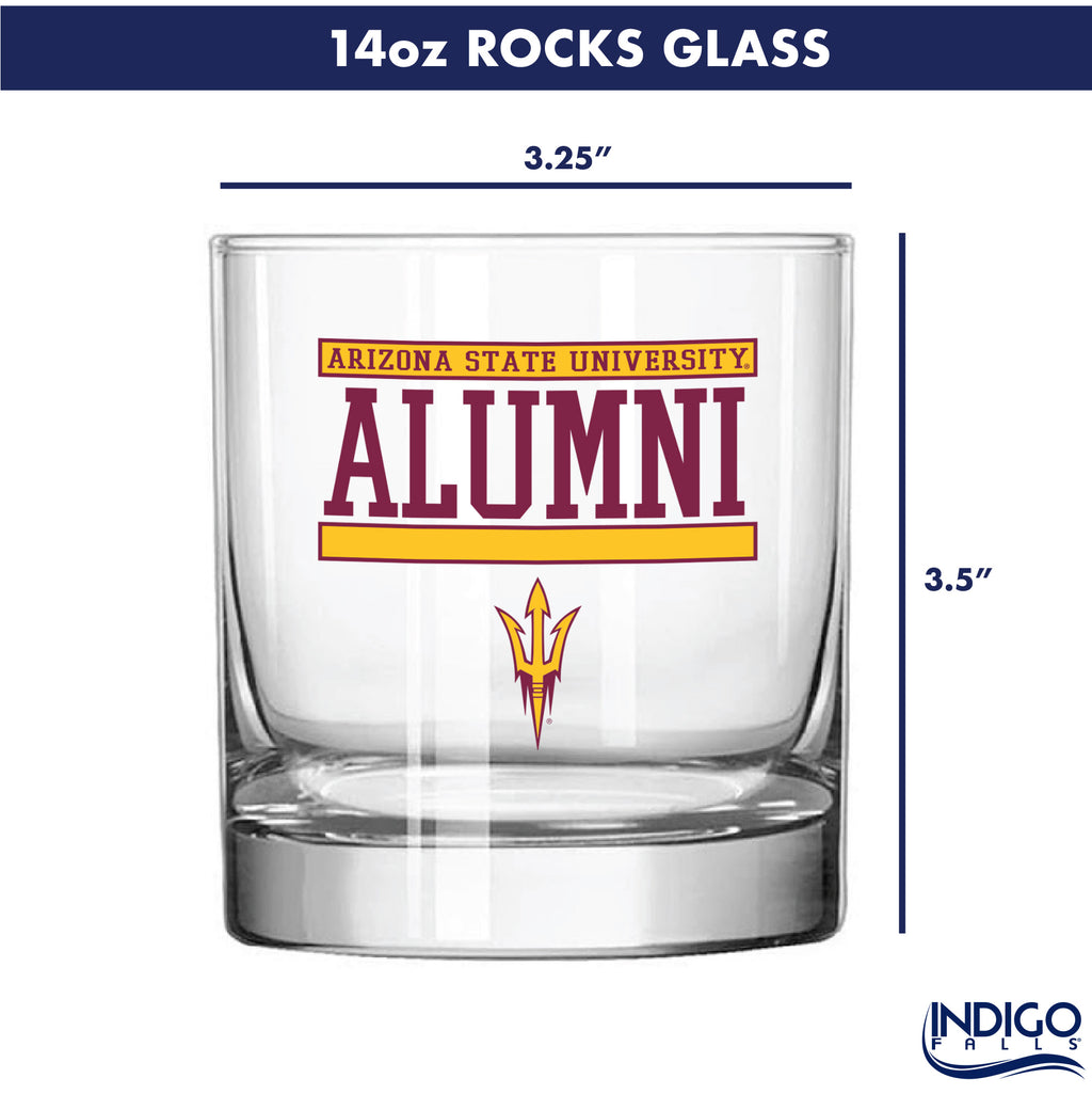 Set of 2 Arizona State Sun Devils 14oz Alumni Rocks Glasses