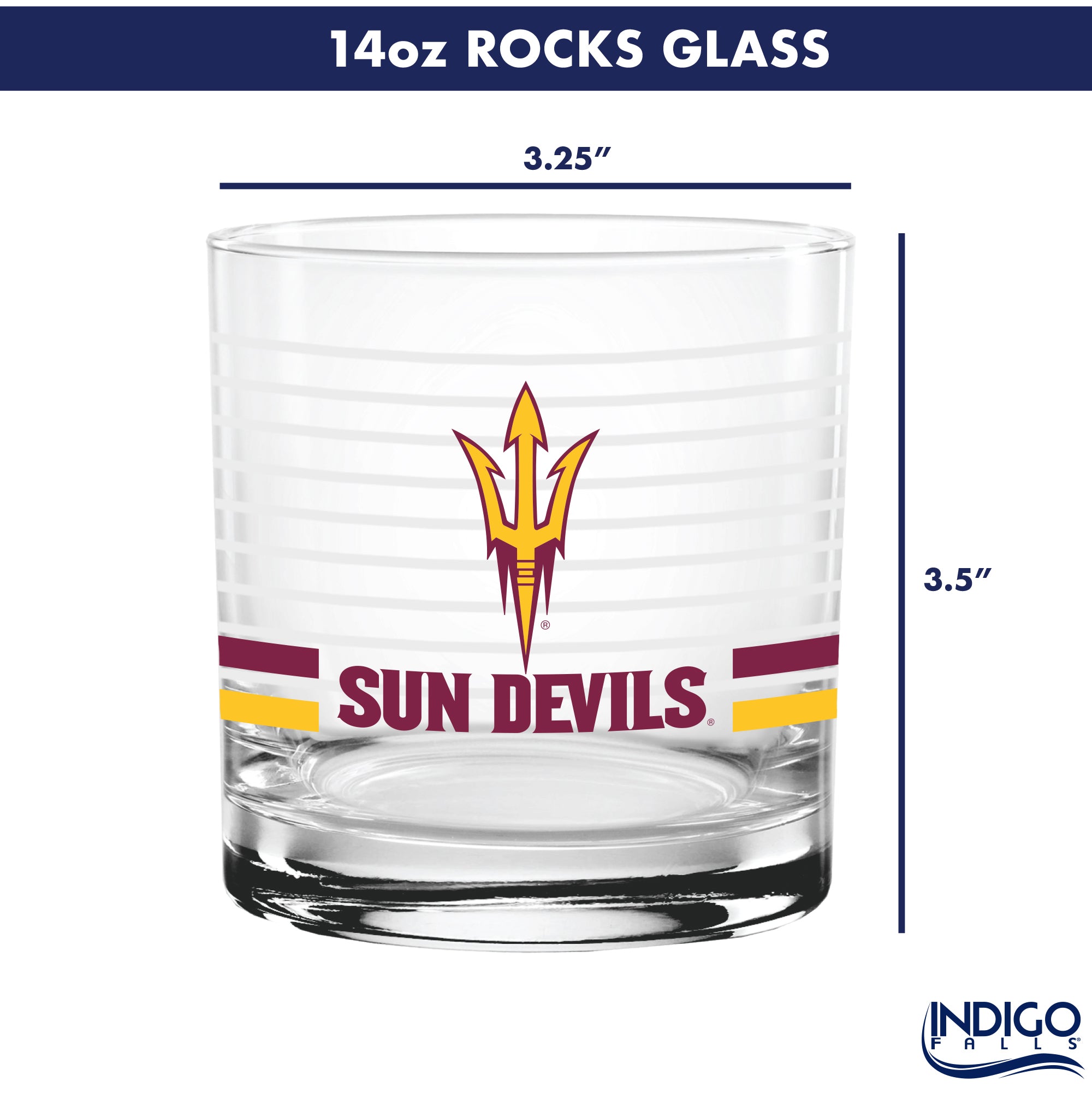 Set of 2 Arizona State Sun Devils 14oz Ring Rocks Glasses