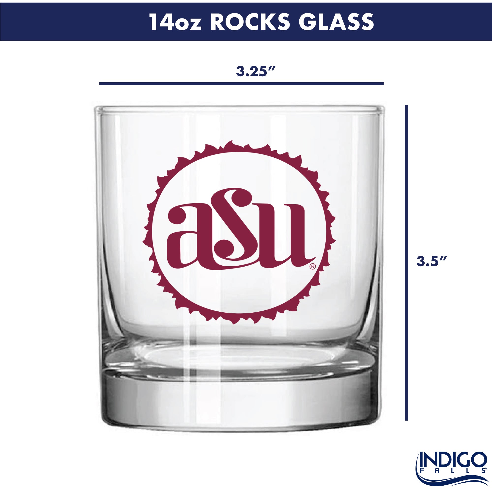 Set of 2 Arizona State Sun Devils College Vault Sketch 14oz Rocks Glasses