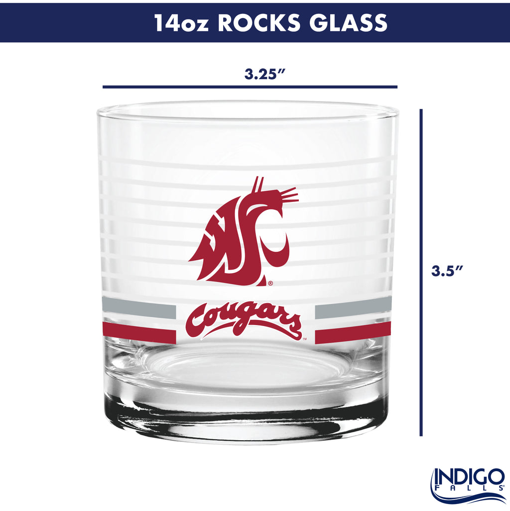 Set of 2 Washington State Cougars 14oz Ring Rocks Glasses