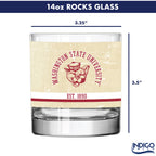 Set of 4 Washington State College Vault Tan Retro 14oz Rocks Glasses