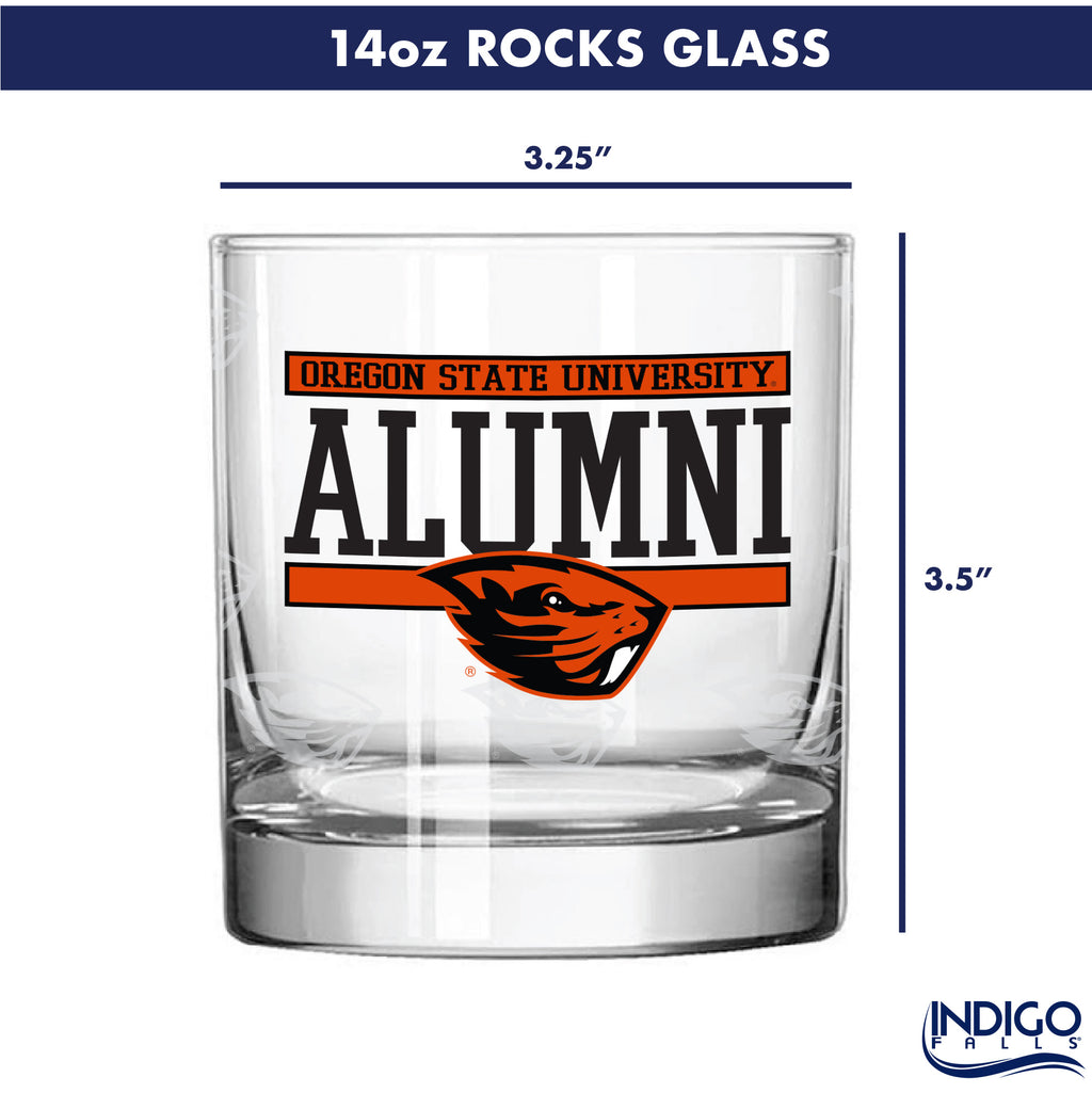 Set of 2 Oregon State Beavers 14oz Alumni Rocks Glasses