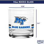 Set of 2 Middle Tennessee Blue Raiders 14oz Ring Rocks Glasses